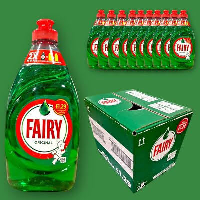 10 x Fairy Original Washing Up Liquid 320ml Bottles Powerful Grease-Cutting Dishwashing Liquid Concentrated Formula Long-Lasting Fresh Scent Gentle on Hands Kitchen Cleaning Essential