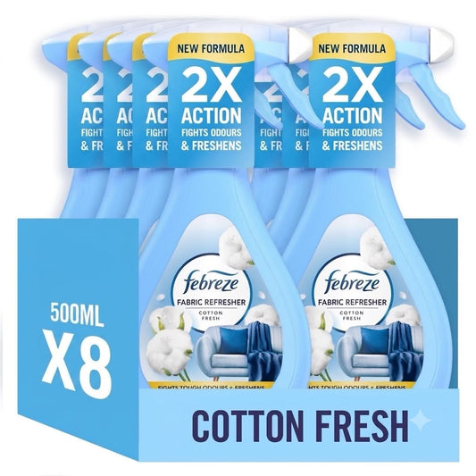 Febreze Fabric Freshener Spray, Cotton Fresh, 8 x 500ML